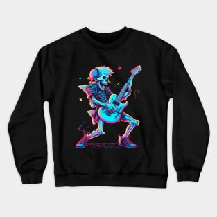 Skeleton Rock and Roll Concert Guitarist Crewneck Sweatshirt